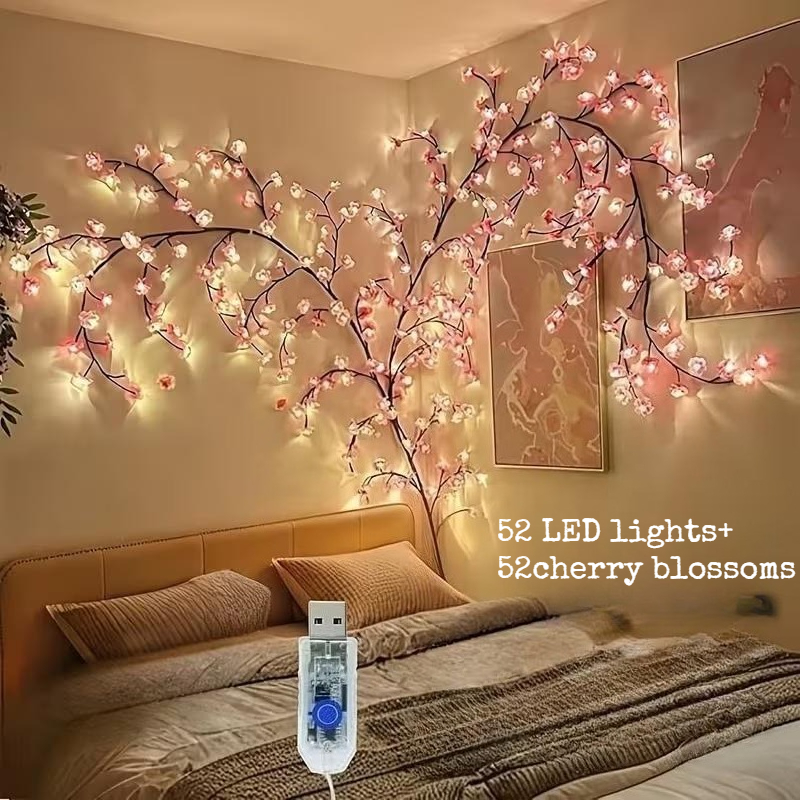 104 bulb cherry   vine string lights 52pcs leds and 52pcs cherry   glowing cherry tree branch lights   cherry vine lights led branch lights 8   of flashing usb powered indoor atmosphere decorative lights Product details 8