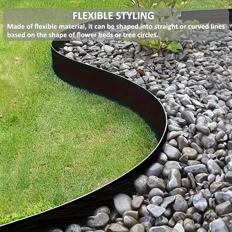 Bordo Per Aiuola No-Dig Da 18,3 M | Kit Con 60 Punte Di Ancoraggio In Plastica | Altezza 5,1 Cm | Marrone Per Giardino E Prato