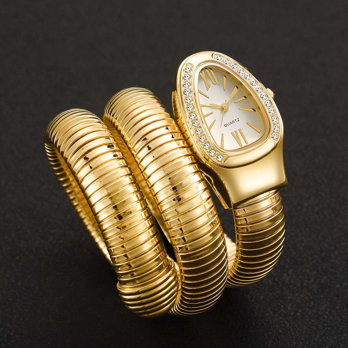 1pc of Women'S Gift Snake-Shaped Watch, Featuring a Unique And Elegant Design, a High-End Wrap-Around Quartz Wristwatch, Excluding The Watch Box