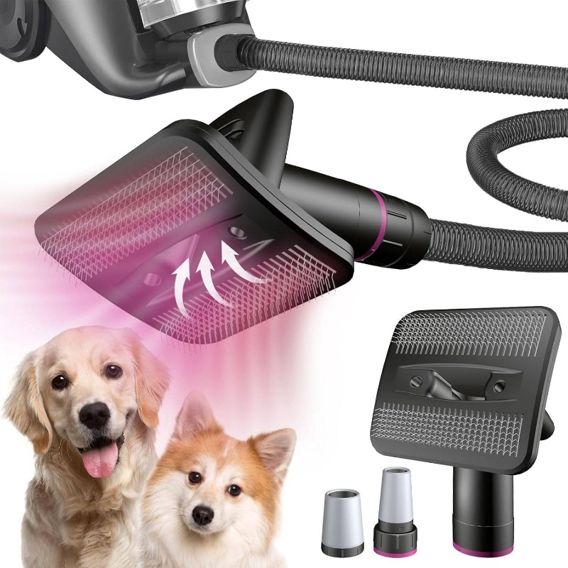 pet hair vacuum grooming system with dual-in-1 design - heavy-duty shedding deshedding kit, powerful suction & detachable brush attachment for dogs, cats, small animals -   pet hair remover with handle & noise, compatible with vacuum cleaners, dog grooming vacuum, robotic vacuum cleaner Product details 0