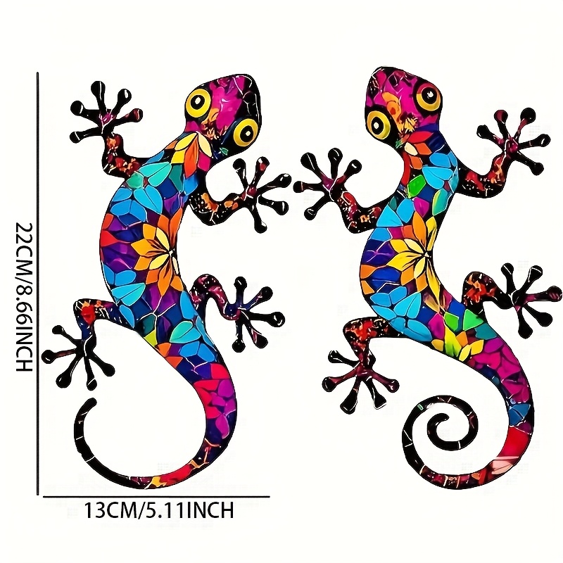 TEMU 2d Flat, 2pcs Set Of Lizard Outdoor Wall Art Decor, Suitable For Home Room Backyard, Gift, Home Decor And Additions, Garden Wall Art Decor,