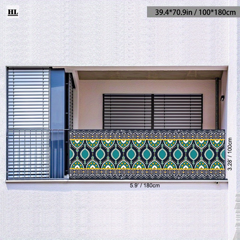 TEMU 1 pièce de décoration murale, écran d'intimité extérieur, rideau de balcon, bannière intérieur/extérieur, 3 tailles de décoration de rampe