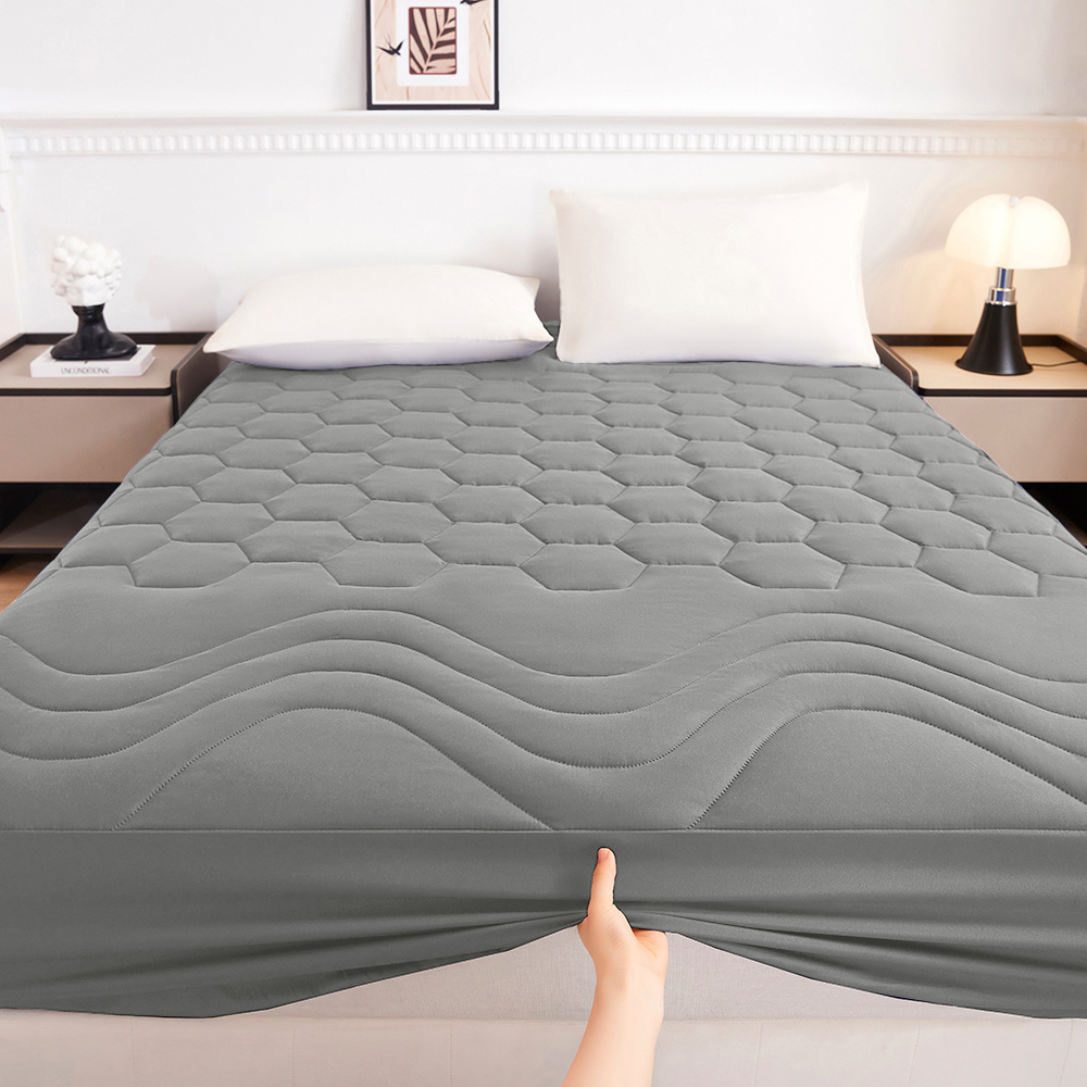 High Elastic Fitted Sheet Non-slip Full Wrap Mattress Protector Skin-friendly Breathable Soft Bed Sheet Washable Durable Universal Household Bedroom Bed Cover