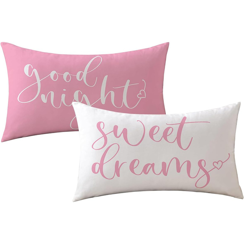 TEMU 2d Flat 2pcs Set And White "" Text Print Pillowcases, Girly Bedroom Throw Pillow Covers, Suitable For Modern Country Decor, Comfortable Bedding,