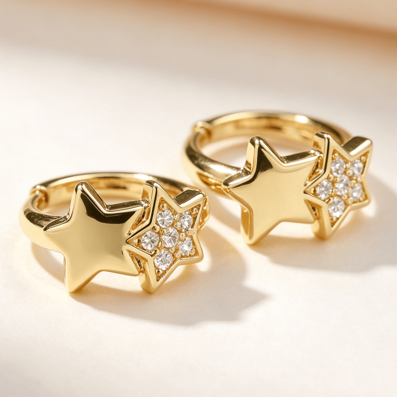 Women's Blingbling Double Star Hoops with April Birthstone