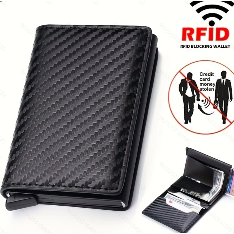 

Sleek Men's Rfid-blocking Wallet - Ultra-thin Aluminum Alloy With Multiple Card Slots, Stylish