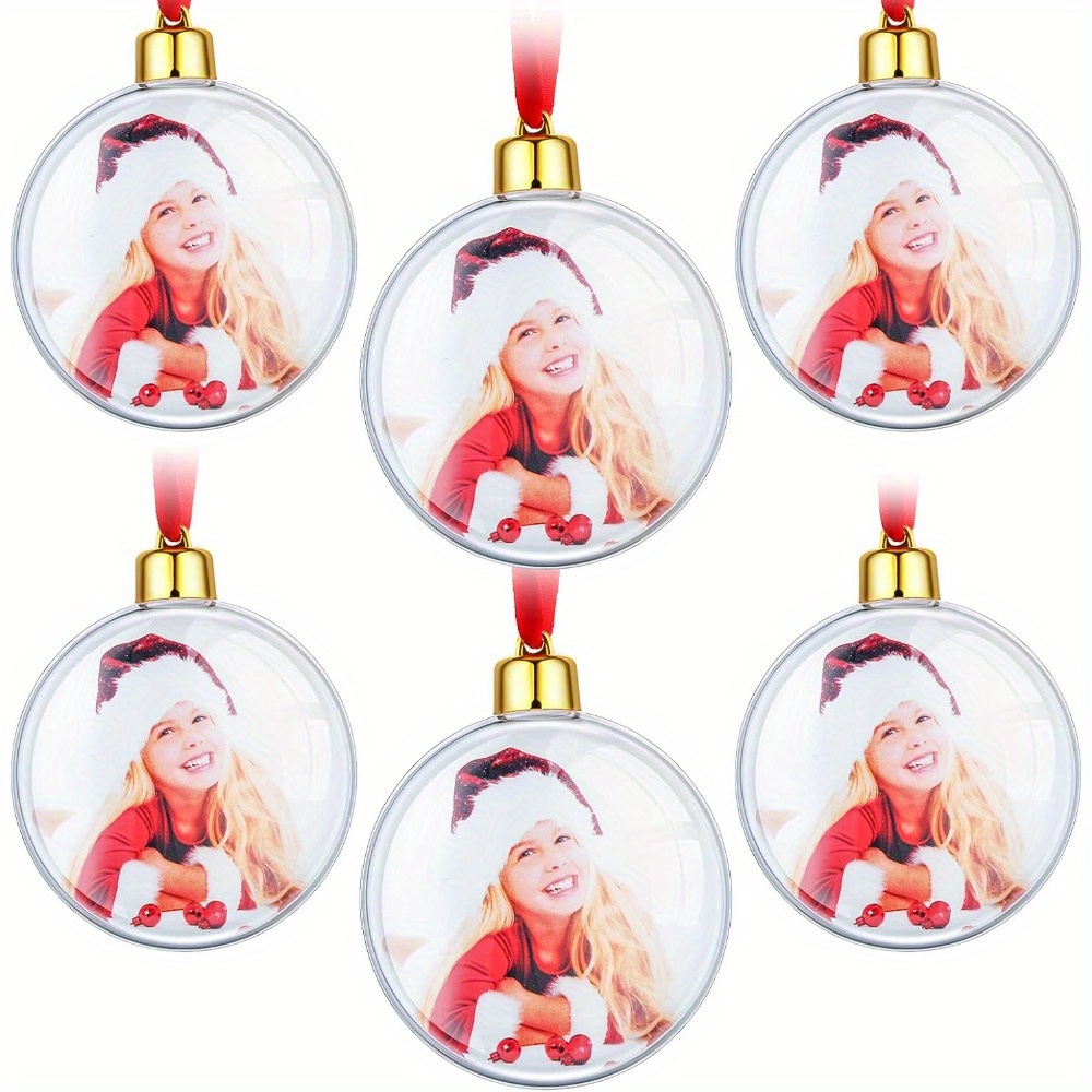 6pcs /16pcs Photo Ornament Ball Picture Hanging Ornaments Clear Plastic Ball Christmas Decorations Personalized Ornament Photo Baubles For Decors