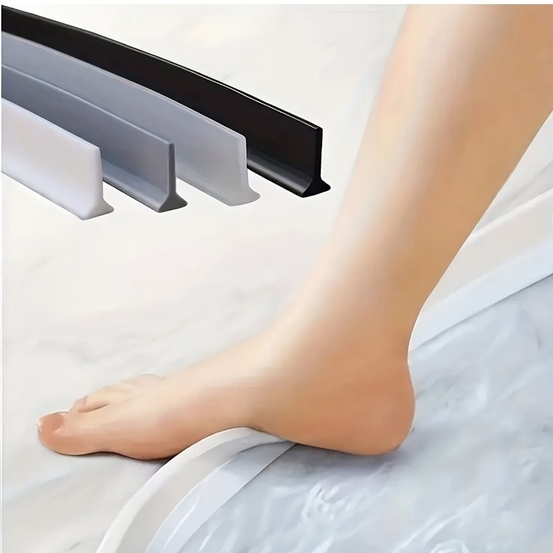 item picture 1  functional no drill bathroom water stopper bar and   solid material flexible and   self   backing   strip for kitchen countertops sink bathroom wet and dry separator shower room water divider