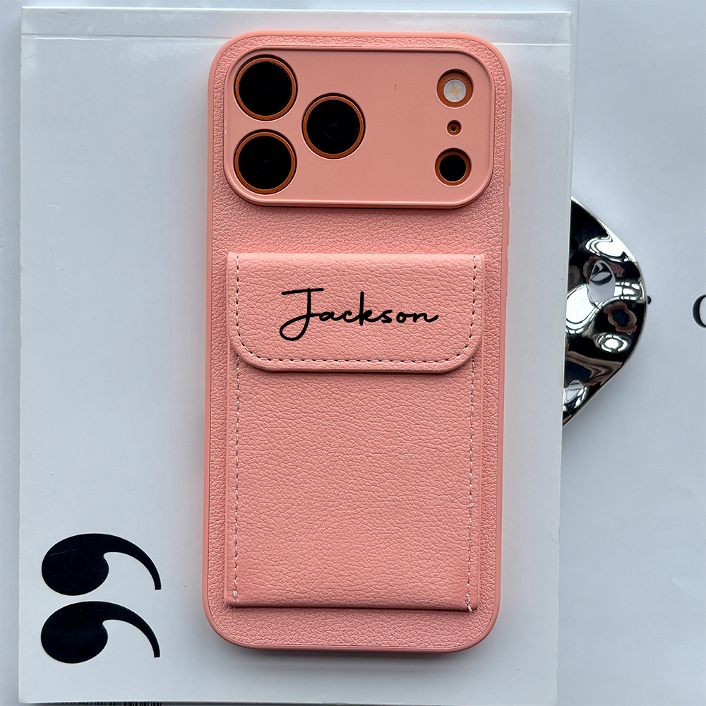 TEMU Phone Case - Phone Case Signature Custom Pu Card Holder Phone Case With Handwritten Signature, Compatible With Iphone 17 16 15 14 13 12 11 Pro