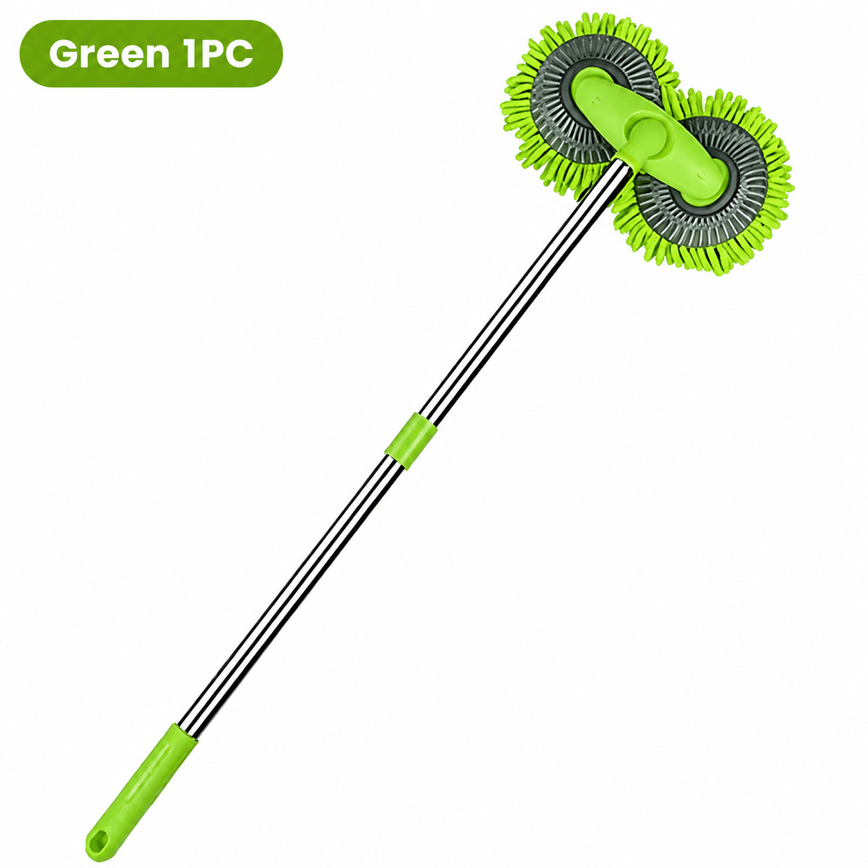TEMU Brosse de lavage de voiture verte à double tête rotative à 360°, long manche, amovible, élimine les taches endommager la peinture, convient aux