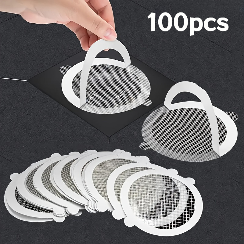 TEMU Ensemble de 100 autocollants attrape-cheveux pour drain de douche : Autocollants de filtre en , de cheveux, patchs anti-obstruction pour drain,