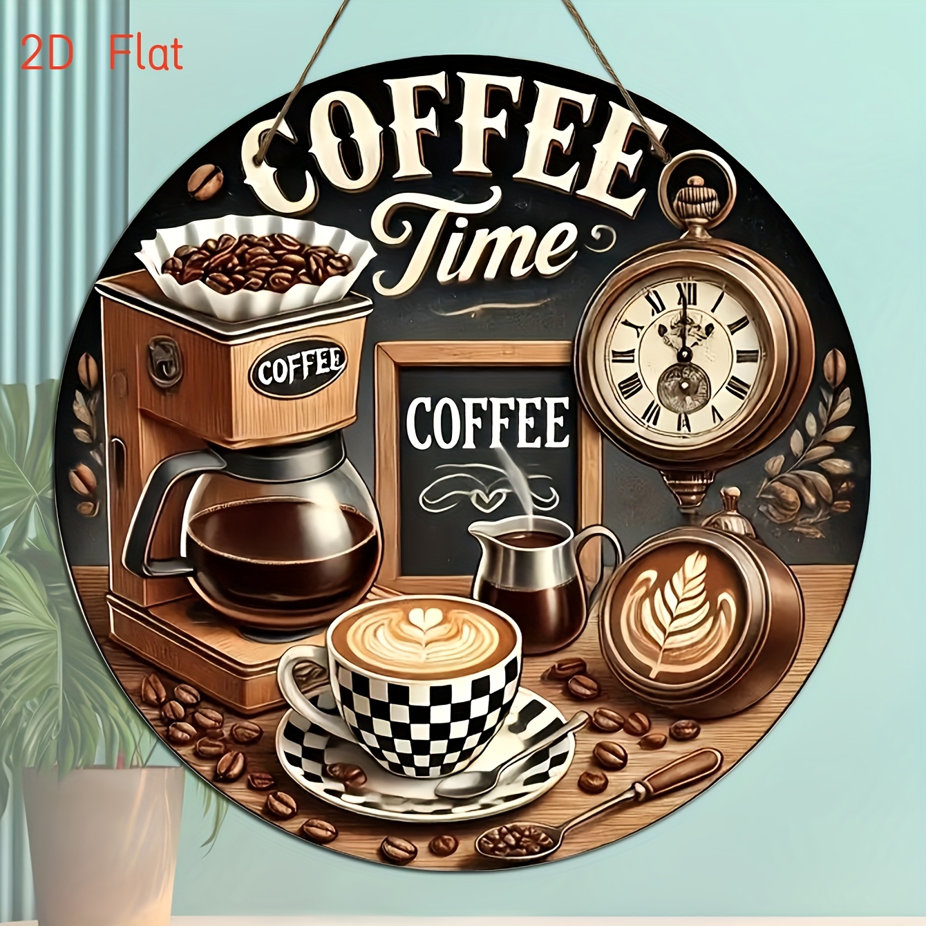 TEMU 2d Flat, 1pc Bohemian Round Bar Wall Sign - Artificial Suitable For, Decor, Minimalist -themed Plaque For Bedroom, Courtyard, Gift For Holidays,