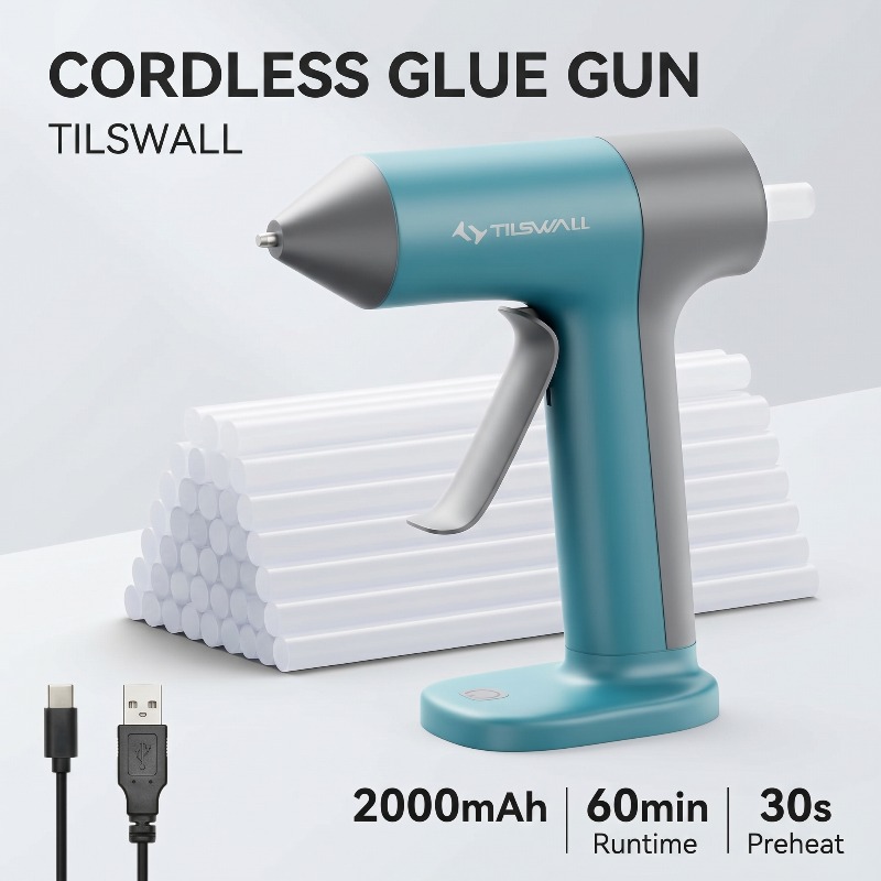 4v Cordless Hot Melt Glue Gun | Usb-c Rechargeable, Fast Heating, Includes 20 Glue Sticks, High- Hot Melt Glue Gun, Suitable For Diy Crafts/home Repairs/woodworking Repairs, Blue.