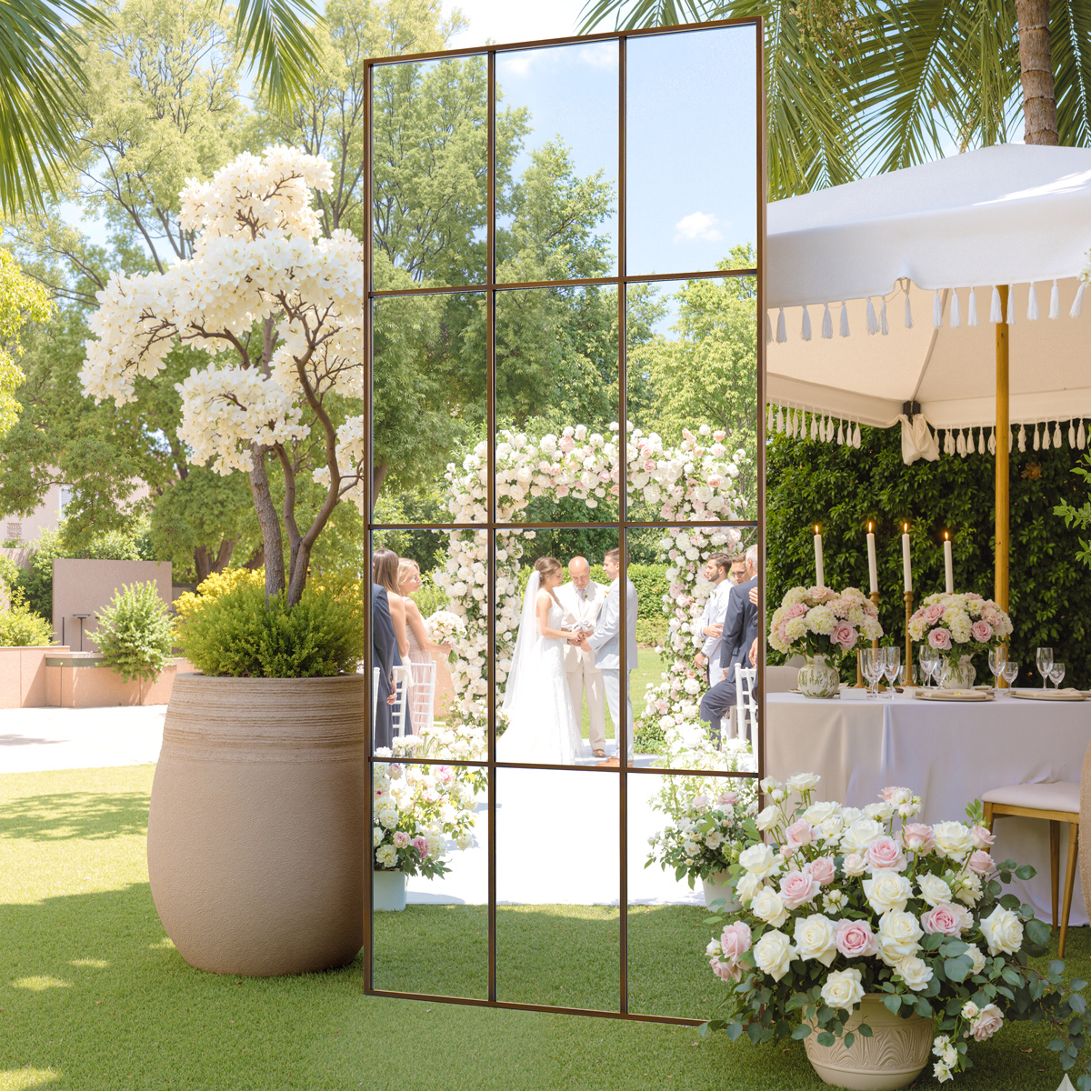 Image of 30x71inch Large Window Full Body Mirror | Hd Shatterproof Tempered Glass, Hanging Or , Ideal For Outdoor Wedding Backdrop & Photo Booth Decor, Melodieux Brand