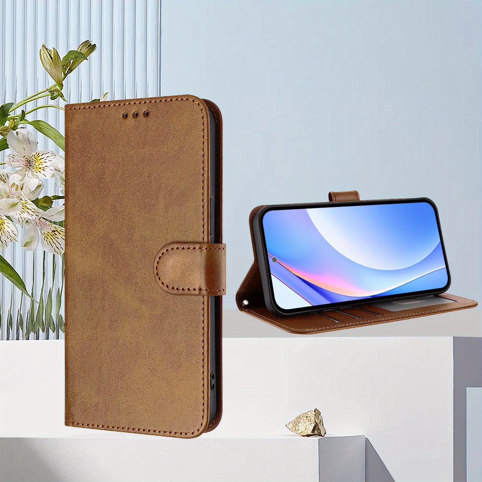 TEMU Phone Case: Brown Trendy Wallet-style With D Holder Stand Phone Case Magic 5/6/7 And 20 20e 20s 50 90 200 400 X50 X40 X30 X9 X9c X8 X8c X7 X7c