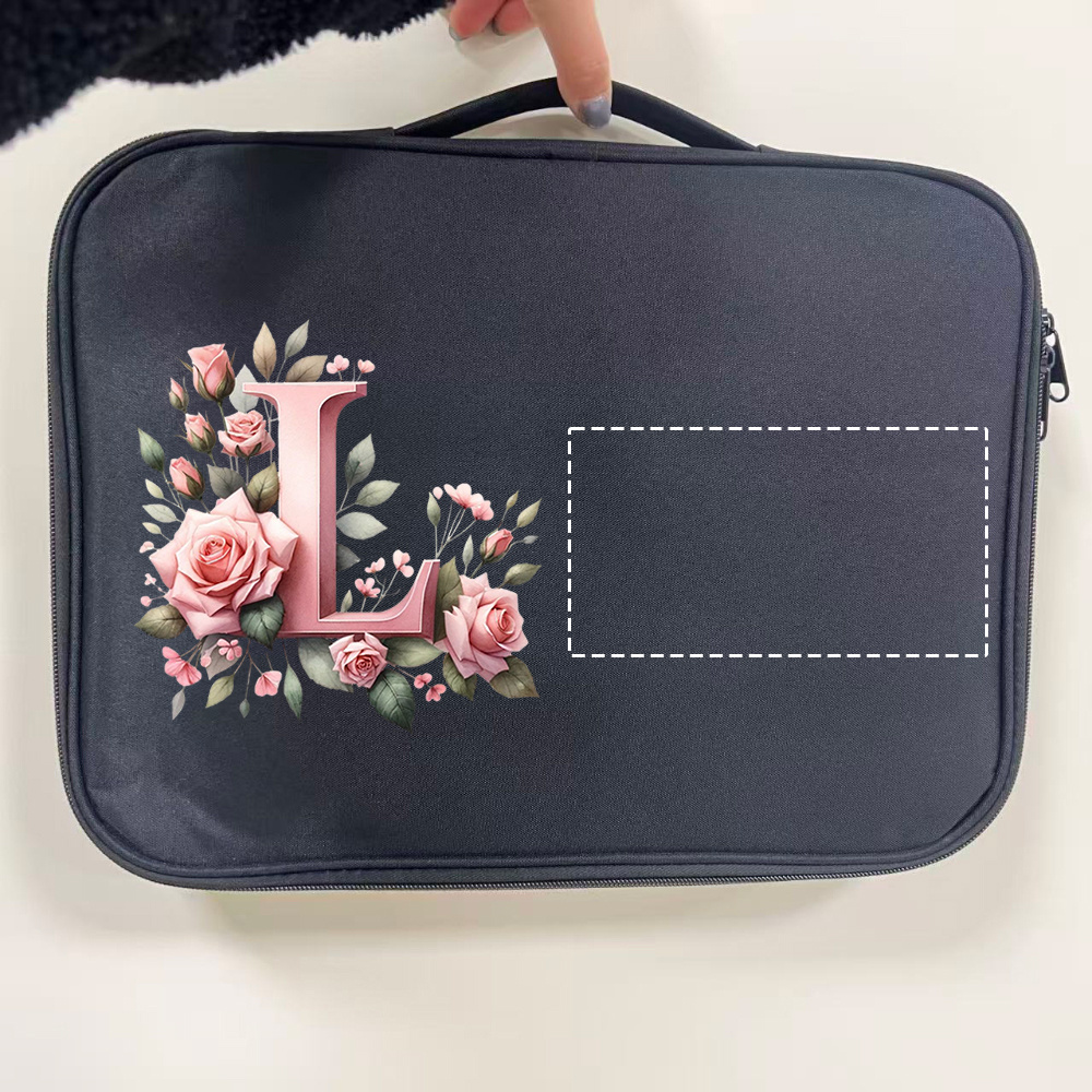 Custom Floral Initial Laptop Tote Bag with Monogram