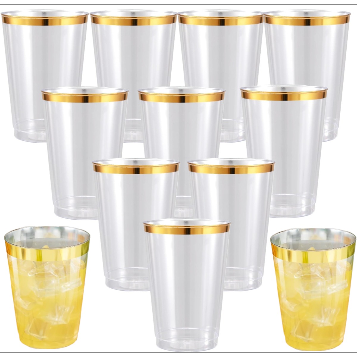 75 Pcs Plastic Golden-rimmed Mugs, Wedding Mugs, Cold Mugs, Suitable For Weddings, Parties, Birthdays, Christmas Celebrations. For Halloween、christmas