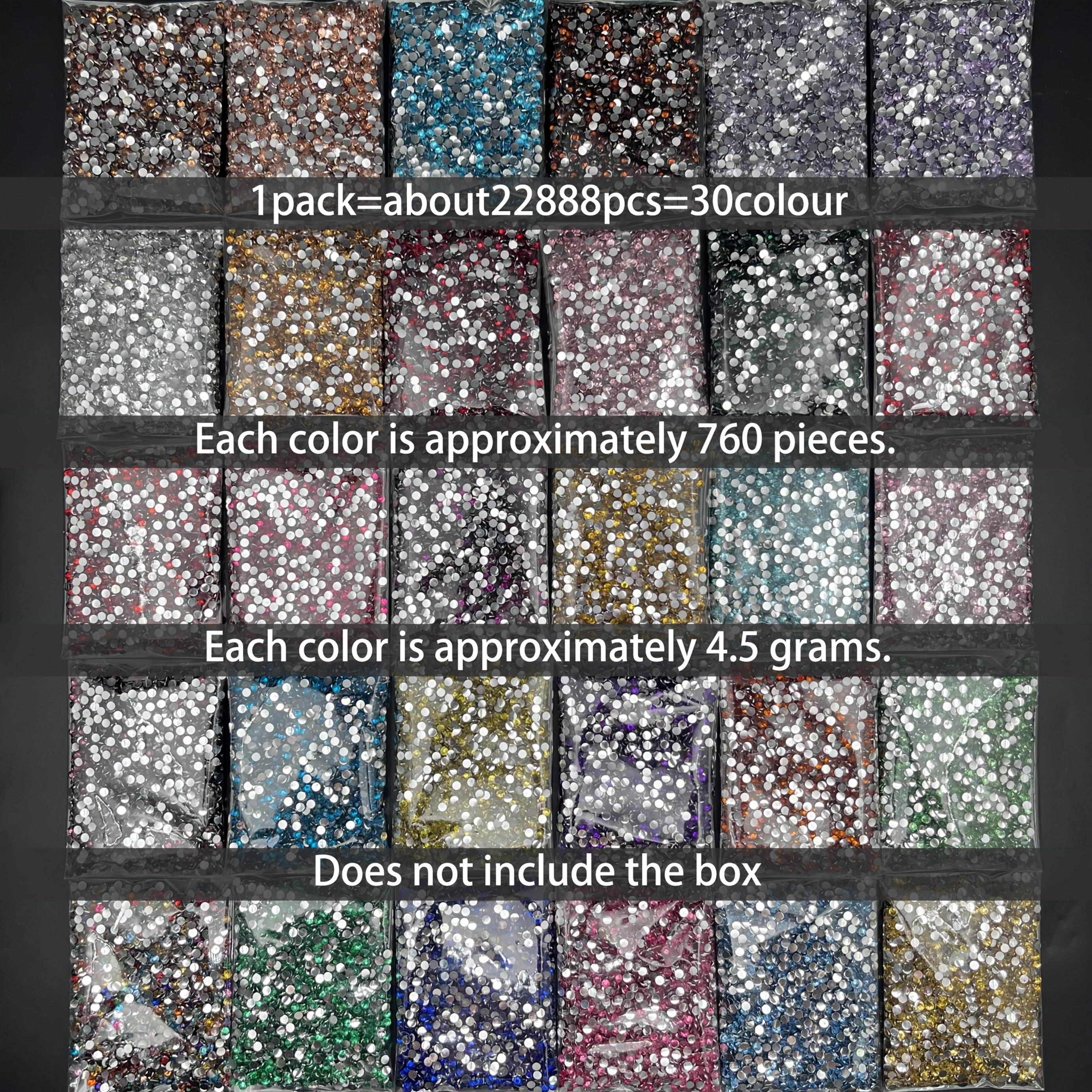 TEMU Lot de 30 couleurs/22888 pièces de résine 5D ronde de 3 mm de diamètre pour bricolage. Argenté plat brillant, convient pour la peinture