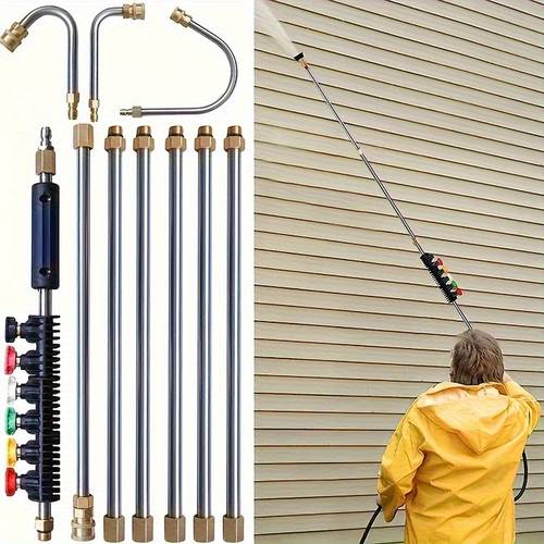 a set of 10 pressure washer extension rods 1 4 quick connection electric washer spray gun with 6 nozzle tips 30 90 120 gutter cleaning arc rods 4000 psi for roof gutters exterior walls