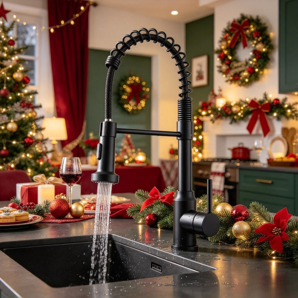 Image of Faucet With Pull-out Spray, Sink Faucet, Commercial Kitchen Faucet, Single-handle Lever Kitchen Sink Mixer, With Pull-down Sprayer, (batteries Not Included)