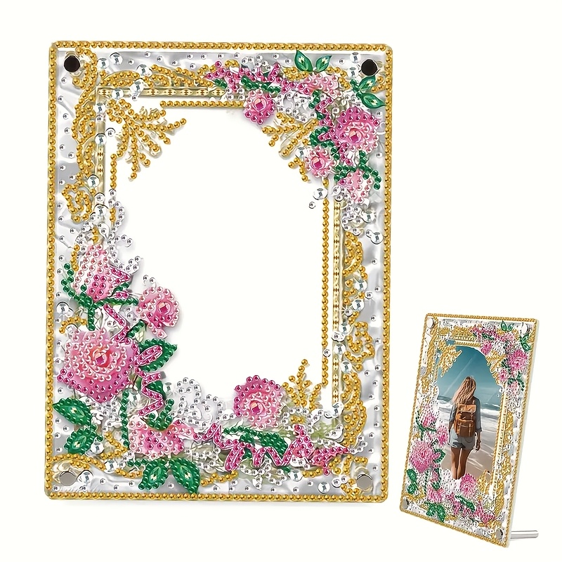 TEMU Kit de peinture diamant acrylique avec fleur en strass de cristal de spéciale à impression plate 2D, avec support adapté aux débutants et aux