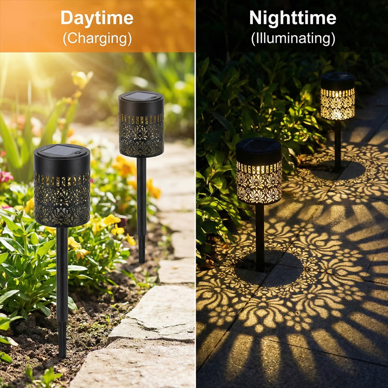 Lumière Solaire à Brancher, Ensemble de 2 Lampes de Pelouse d'Extérieur Pivoine, Lampes Solaires de Jardin, Convient pour Pelouse de Jardin, Cour, Chemin, Allée et Décoration Extérieure, Décoration Lumineuse de Noël Lumière d'Halloween