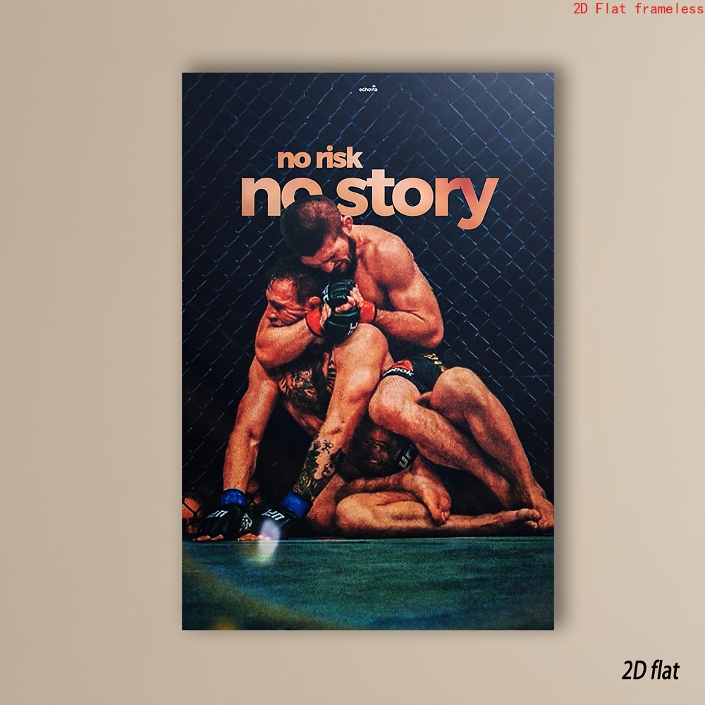 TEMU Stampa su tela 2D piatta, 1 pezzo, combattimento MMA - Stampa su tela senza cornice adatta per arredamento ufficio, caff癡 - Design di arti