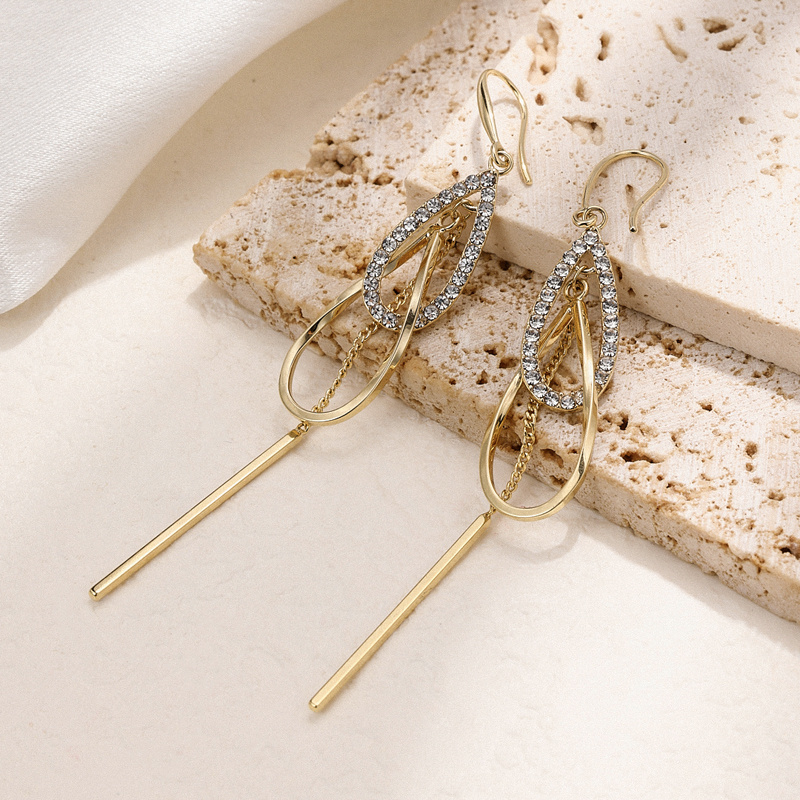 French Style Plated Cubic Zirconia Teardrop Dangle Earrings