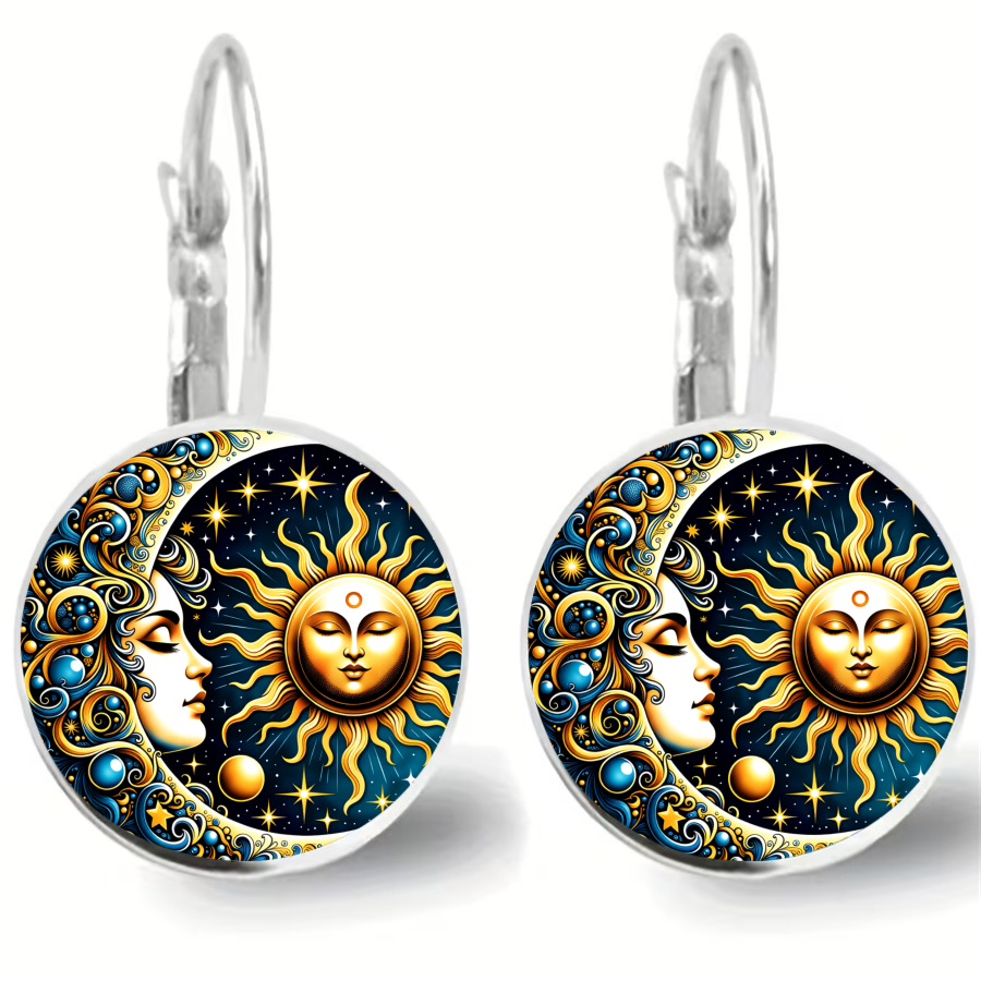 Celestial-themed Earrings Featuring The Sun And Moon, Perfect For A Touch To Your Jewelry Collection. Unique Additions For Christmas, Valentine's Day, Or Any Occasion