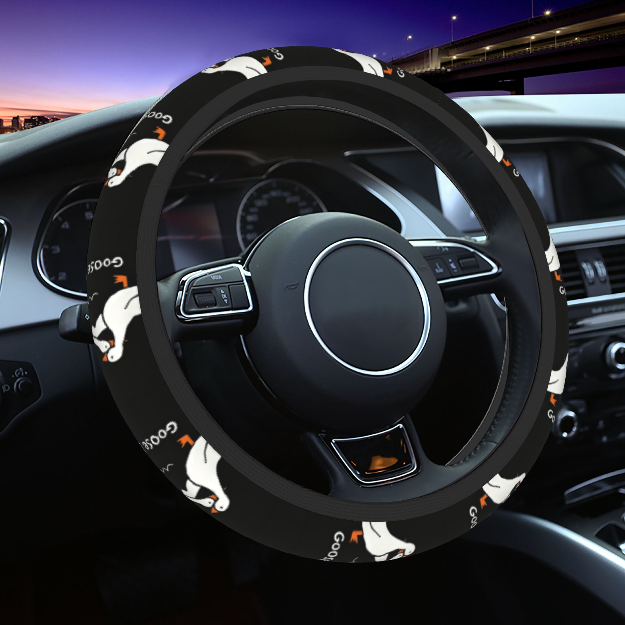 item picture 1pc universal durable steering wheel cover are two ducks that are standing next to for valentines day easter new year and birthday gift festivals
