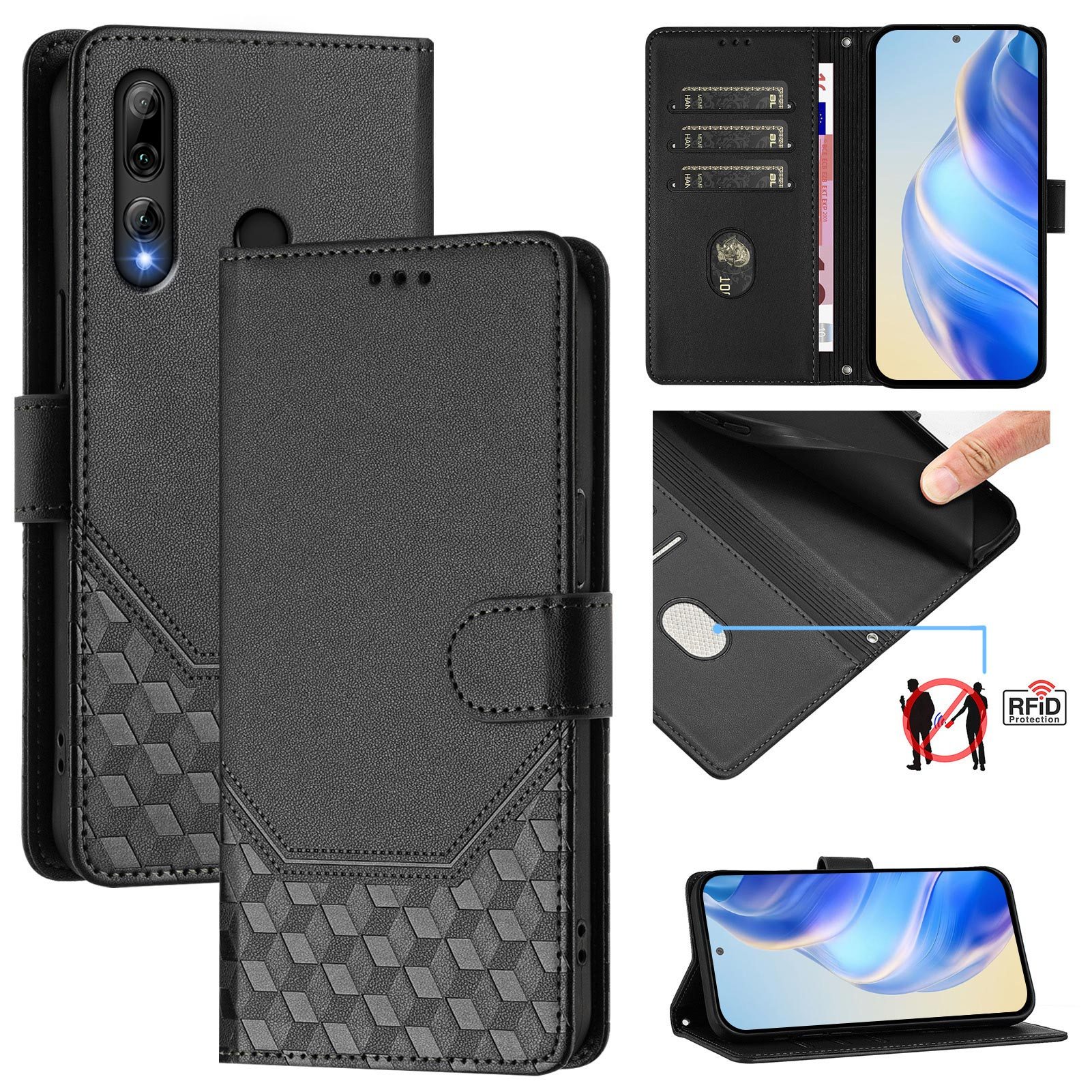 TEMU Phone Case: Synthetic Leather Phone Case With Lanyard, Suitable For Huawei Enjoy 9s 4g / Huawei   2019 / Honor 20 Lite / Honor 10i / Honor 20e /
