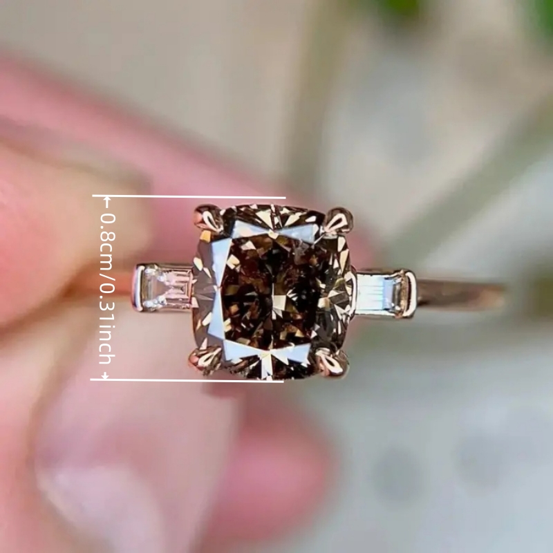 Women's Vintage Brown Zirconia Solitaire Ring, Elegant Gift