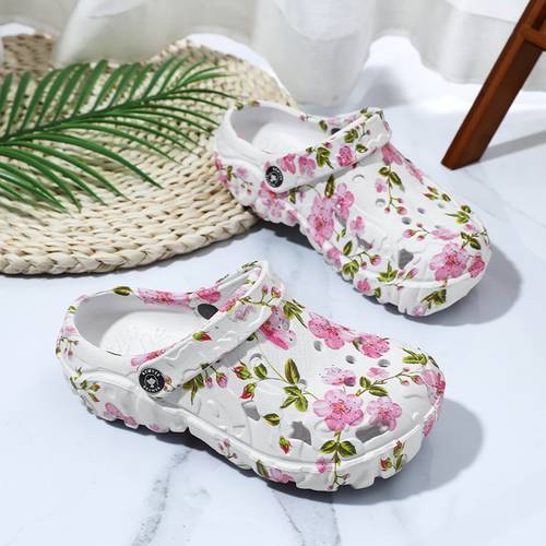 dames clogs met bloemenprint en dikke , gebruik verstelbare band eva tuinschoenen, anti-slip dikke , zomer strandkleding, dames schoenen