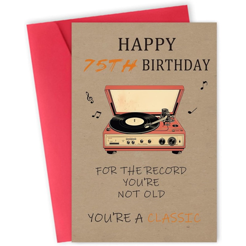 TEMU 1pc Greeting Card + Envelope, Funny 75th Birthday Card For Men Women, Happy 75th Birthday Decorations Gifts For Mom Dad, Vintage Old Cards Gift