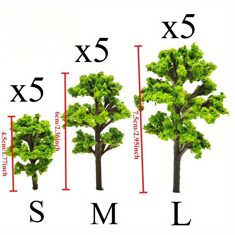 Image of 9/12/15pcs Mini Model Trees - Toy House Decoration, Garden Home Furnishings, 1.77-2.95-inch Plastic Leaf Trees, Suitable For Micro Layout, Landscape Styling, Game Scenes, And Building Sandbox Practice