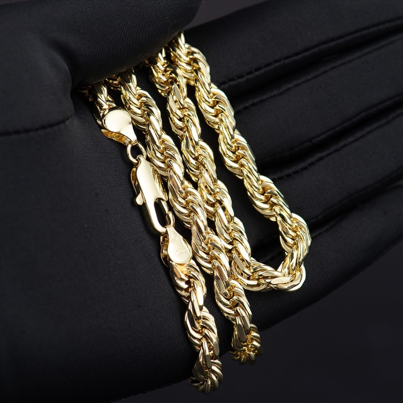 1 Heavy 10mm Wide 18k Golden Plated Fried Dough Twists Necklace Men And Women, Design, Safety, Suitable Daily Wear, Banquet, Party, Festival, Birthday, Wedding, Anniversary, Souvenir