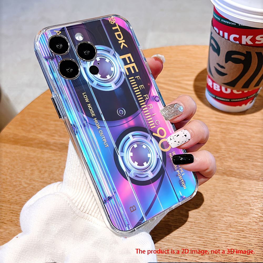 TEMU Phone Case: Phone Case - 1 2d Flat Printing, Colorful Music Cassette Pattern, Space-themed Protective Case. Suitable For Iphone