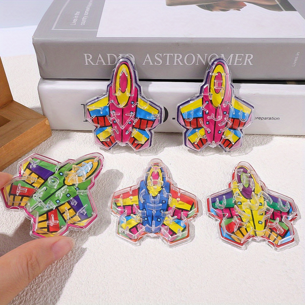 12pcs Mini Rolling Ball Puzzle Airplane Maze Game Boards
