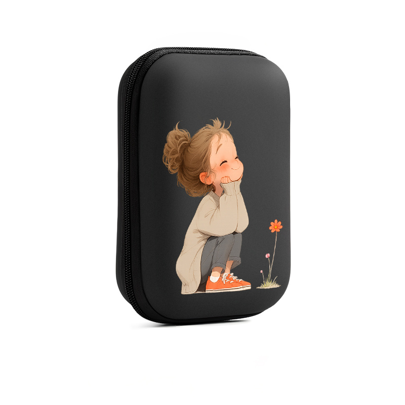 TEMU Un diseño con una chica que ama . ¡Un artículo para el trabajo como para viajar! de almacenamiento rígida de EVA para auriculares, cables y
