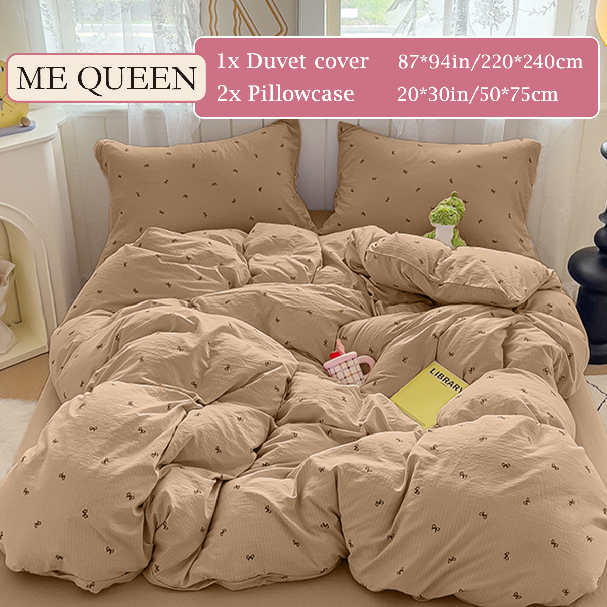 TEMU Parure de lit 3 pièces avec imprimé , tissu en microfibre premium ultra- et respirant, literie polyvalente toutes lavable en machine, résistante