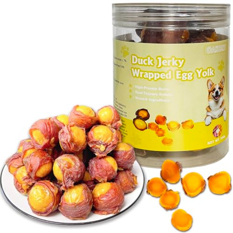 Freeze-Dried Egg Yolk Wrapped with Duck 200G+Dog Training Treats, for all-Natural, No Additives, High-Protein, Supports Coat Health, for All Life Stages Puppy to Senior, 20 30pcs