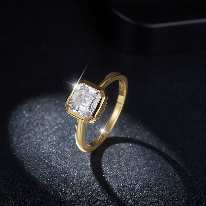 7mm Moissanite Bag Inlaid Square Copper Ring Women