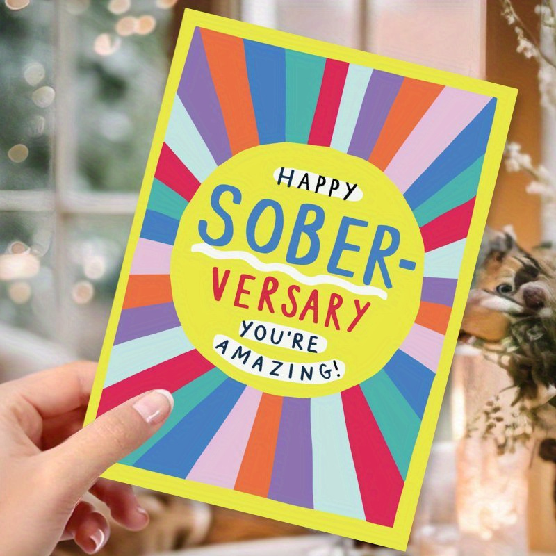 

1pc Sober Celebration Greeting Card With Envelope - High-, 6.29" X 4.33", Theme, Personalized Aa Anniversary Card For , Sobriety Recovery & Support, Birthday Wishes For Anyone