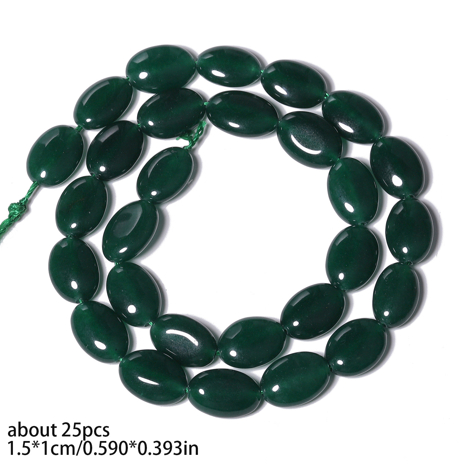 TEMU Perline & Assortimenti di Perline - Perline Spaziatrici Sciolte di Calcedonio Ovale Verde Scuro 10x15mm per Creazione di Gioielli Fai-da-te -