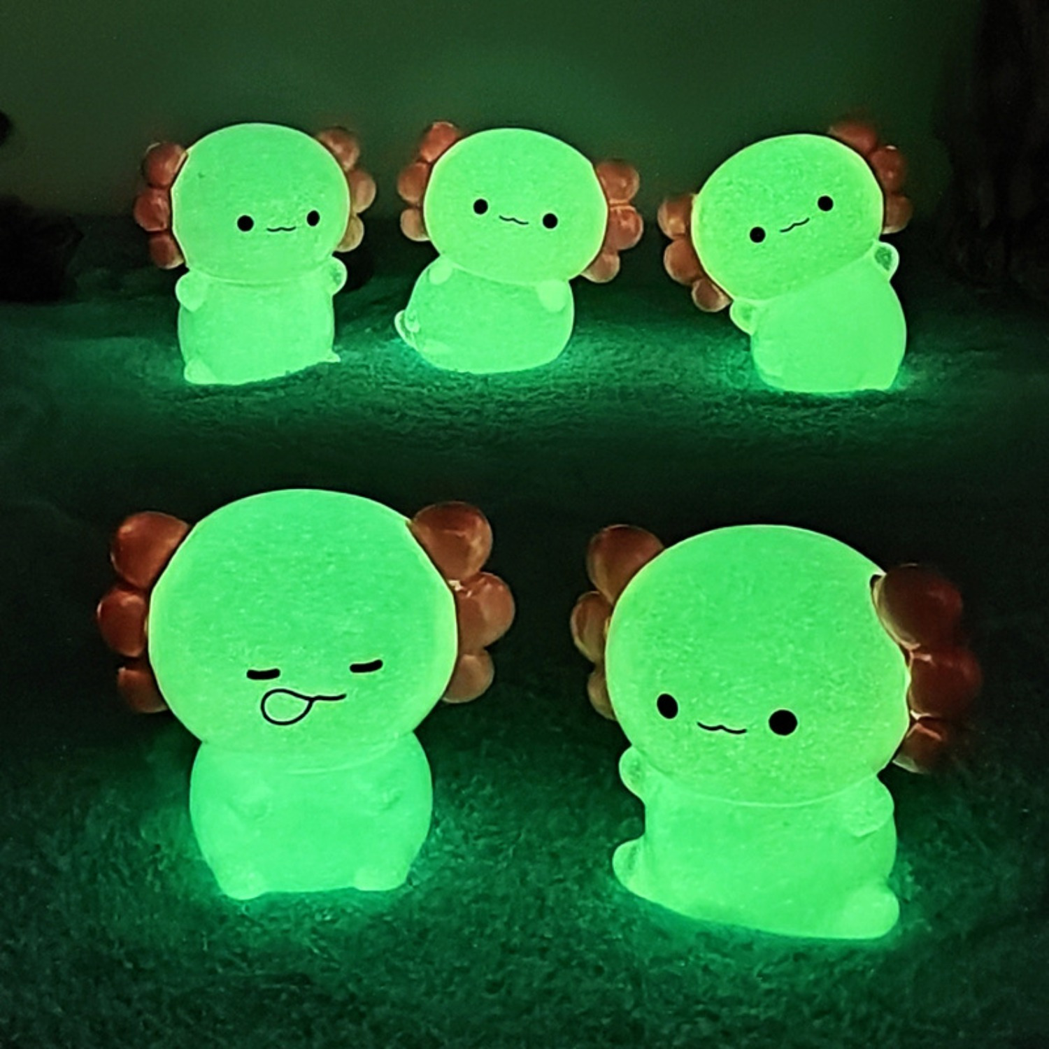 32 Pièces Mini Figurines Axolotl Résine Lumineuses - 16 Couleurs, Décoration DIY Aquarium Maison De Poupée