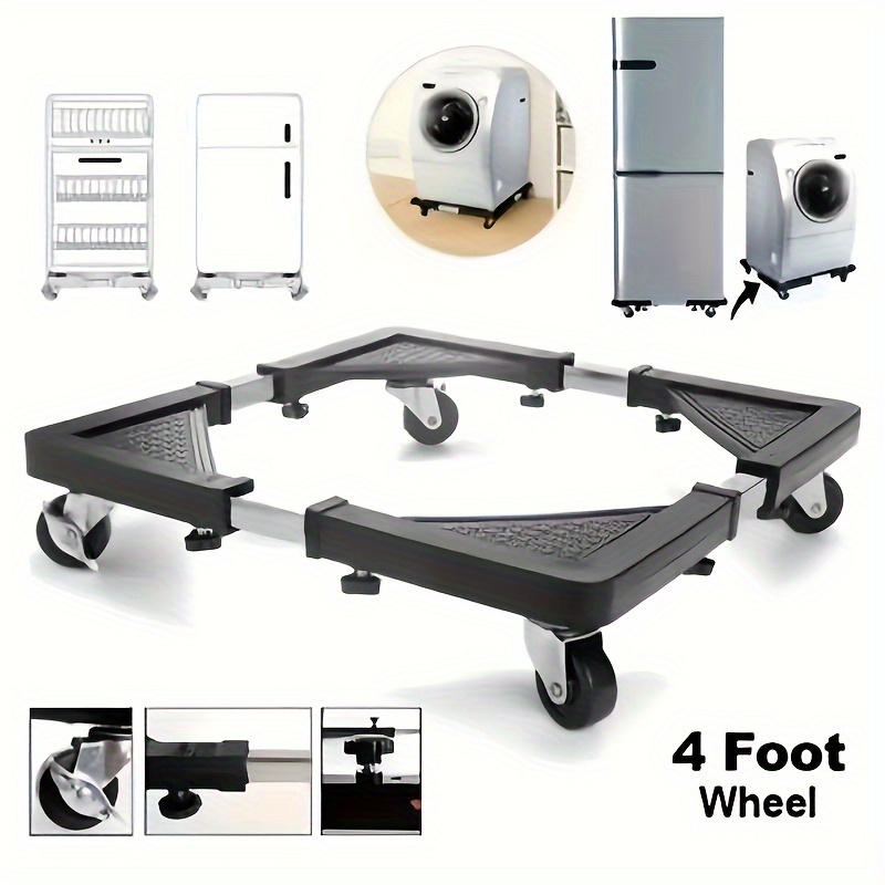 

Stainless Appliance Cart With 4 Locking Wheels - For Movement, Moisture-proof And Shockproof, With Elevated Design Suitable For Adjustable Roller Base Of Refrigerator/washing Machine