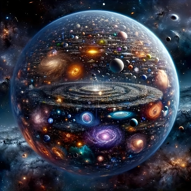 TEMU 5d Diamond Painting Kit - Vibrant Space Theme, Unframed Round Acrylic Diamonds, Colorful Embroidery Cross- Wall Art Decoration, Perfect Surprise Gift, Kit