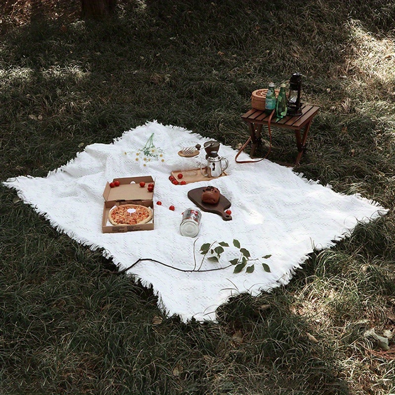 TEMU 1pc Couverture de canapé polyvalente blanche antidérapante style nordique, tapis de - portable pour voyage air, camping, décoration de maison