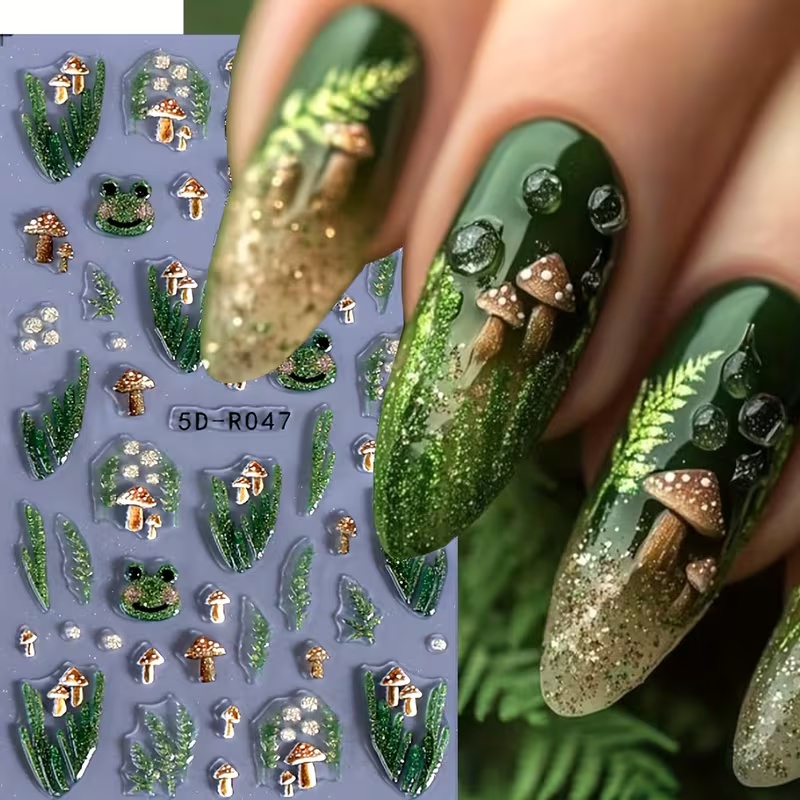 5d Embossed Frog Nail Stickers