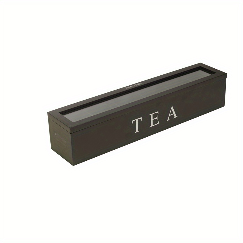 TEMU Wooden Tea Bag Storage Box Solid Wood Flip-shaped Tea Room Coffee Capsule Storage Box Watch Jewelry Partition Wooden Box Tea Bag Storage Box